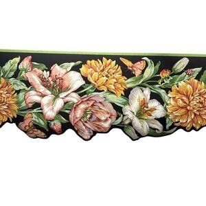 York Floral Green Pink Orange Floral Butterfly Wallpaper Border 5 Rolls/25 yards